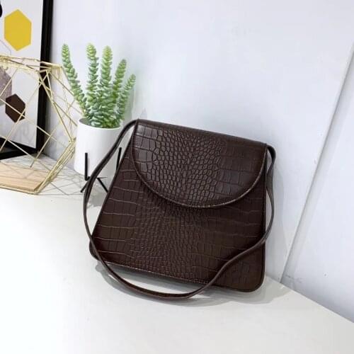 Large-Capacity Shoulder Bag Daily Bag Pu Leather Messenger Bag Retro Trend Diagonal Bag Stone Pattern Mini Trapezoid Bag