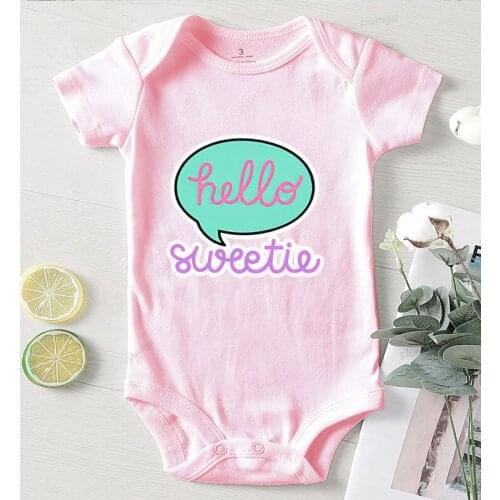 One Piece Jumpsuit Children Items Summer Baby Girl Clothes Long Sleeve Hello Sweetie Letter Print Newborn Boys Romper