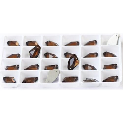 CTPA3bl Best Quality Sew On Rhinestone Smoked Topaz Color Galactic Shape 2 Holes Glass Crystal Strass For Clothes Apparel Crafts