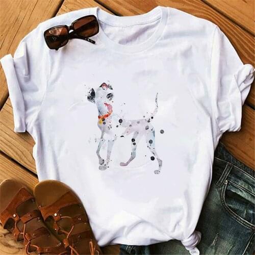 Disney Spotted Dog Print T Shirt Women Cartoon T-shirt Cute Girl T-shirt Summer Casual Fashion 101 Dalmatians Tees Top