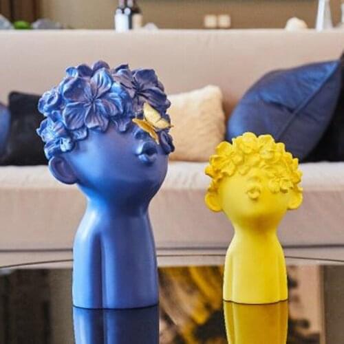 Nordic creative girl crafts, home office restaurant table decoration gifts, human head sculpture statue decoration