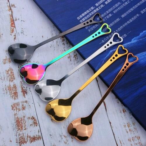 Heart Shape Stainless Steel Coffee Spoon Ice Cream Spoon Honey Spoon Kitchen Gift Colorful Dessert Sugar Stirring Spoon