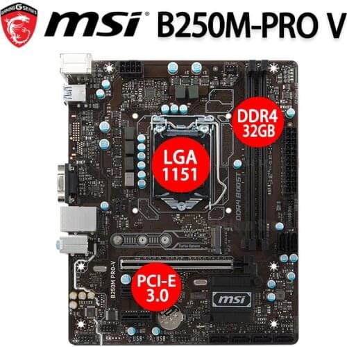 MSI B250M PRO-V Motherboard LGA 1151 DDR4 32GB 6th-Gen 7th-Gen i7 i5 i3 CPU DDR4 2400MHz M.2 PCI-E 3.0 B250 Placa-Mãe 1151 VGA