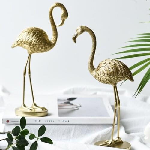 Nordic INS Gold Flamingo Decoration Figurines Light Luxury Living Room Ornaments Wedding Decoration Props Home Decor Accessories