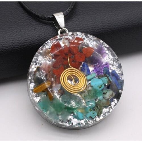 New Necklace Fashion Colorful Chips Stone Pendant Necklace 7 Chakra Reiki Healing Energy Stones Charms for Ms Jewelry Gift