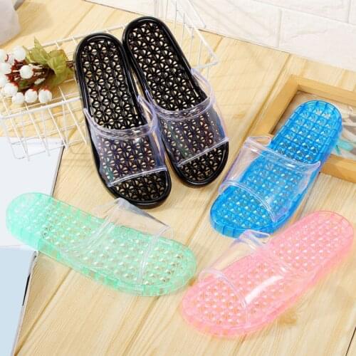 New home slippers transparent men and women indoor non-slip massage bath plastic slippers