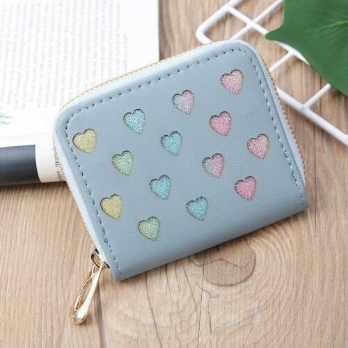 NEW Cute Heart Design Women Small Wallets Short Money Ladies Purses With Coin Pocket PU Leather Female Wallets Red Pink Black