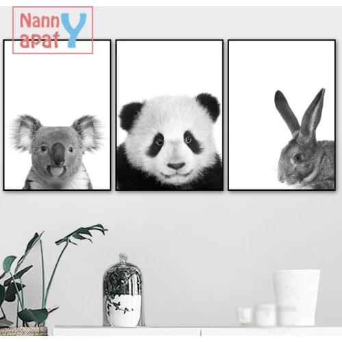 Panda Bunny Koala Wall Art Canvas Painting Animal Posters And Prints Kids Bedroom Nordic Canvas Pictures For Living Room Decor