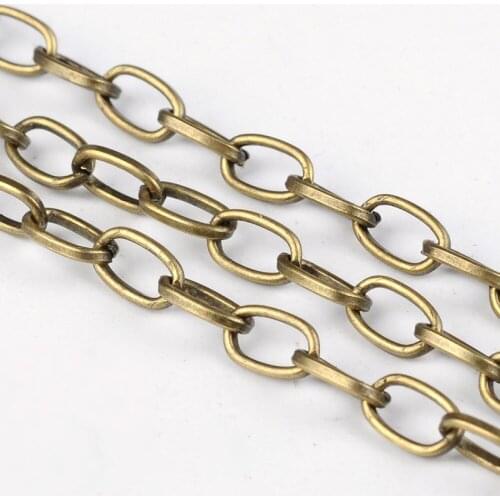 100m/roll Iron Unwelded Flat Oval Cable Chains 6.9x3.8x0.9mm For DIY Bracelet Necklace jewelry making Accessories