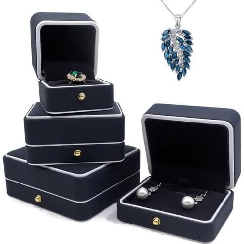 New Pu Imitation Leather Jewelry Pendant Packaging Box Bracelet Box Earring Bracelet Set Box Ring Box Press Nail Gift Box