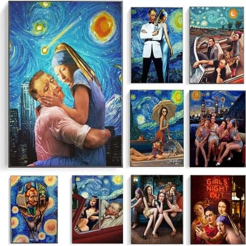 Full Diamond Embroidery Funny Art Abstract Van Gogh and Friends Diamond Painting Diamond Inlaid Diamond Mosaic DIY Room Decor