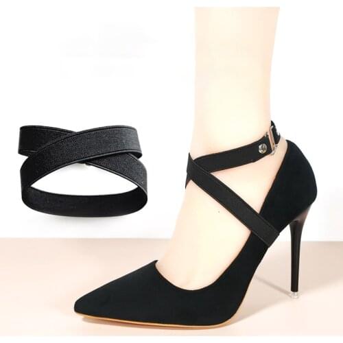2pcs Women No Tie Shoelace High Heels With Anti-Drop Heel Straps All-Match Shoe Accessories Elastic Shoe Lace