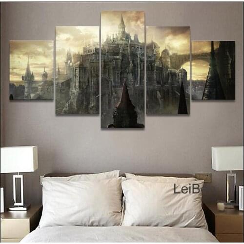 Nordic Games Dark Souls III Castle Poster Modern Canvas Painting Five Piece Set HD Print Pictures Home Decoration Living Room