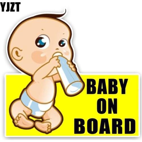 YJZT 13.5*12.9CM Warning Sign Lovely Colored Car Sticker BABY ON BOARD Decoration Baby Car Graphic Cartoon C1-5568