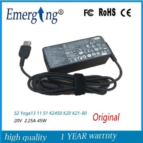 20V 2.25a 45W Charger USB Original AC Laptop Adapter power supply For ThinkPad New S2 Yoga13 11 S1 K2450 K20 K21-80