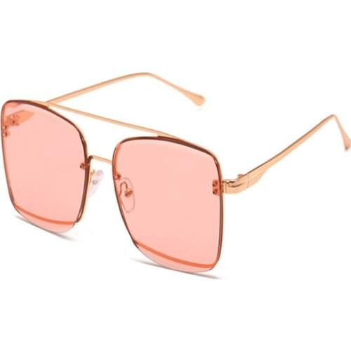 Cut Edge Hollow Gradient Rivet Women Unique Design Big Square Metal Sunglasses