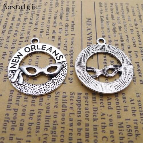 10PCSLettering New Orleans Glasses Charm Pendants Fit Vintage For Bracelet Necklace Fashion Jewelry Making Beads DIY Accessories