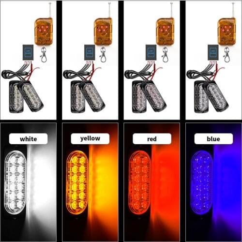 DC 12V/24V 12LEDs Side Marker Indicator Light For Pickup Truck Warning Safety Emergency Light Strobe Lights with Remote Control