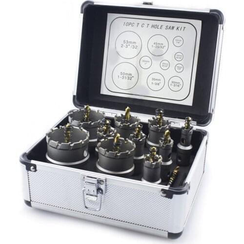 16-53mm Hole Opener Drill Bit Sets Hole Saw Carbide Cutter Drill Bit 10PC Set For Steel /Metal Plate /Iron Plate/ Aluminum Alloy