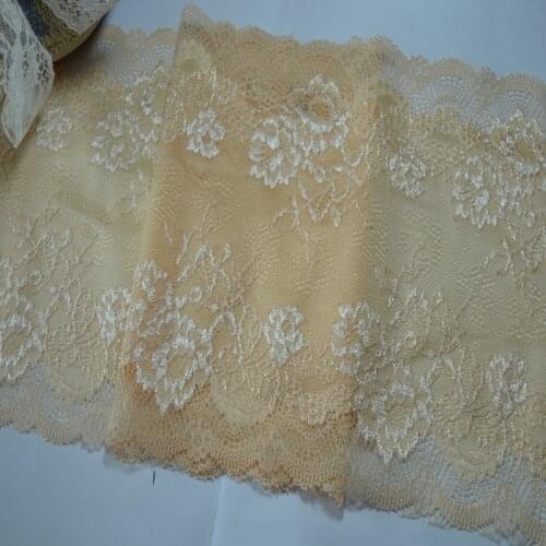 18cm2 yds/lot yellow~white floral Handmade Hair Decoration Wide Elastic Stretch Lace Trim wedding dress skirt lace trim 17011502