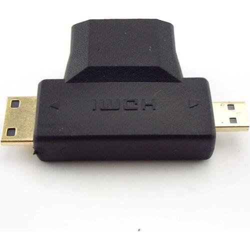 2 in 1 Connector Micro HDMI-compatible Male + Mini Male to 1.4 Standard Female Extender Cable Adapter Converter HDTV 1080P