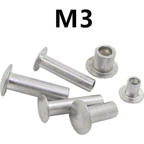 200PCS M3x4/5/6/8/10/12/16mm GB873 Aluminum Round Flat Button Truss Head Half Semi Hollow Rivet Diameter