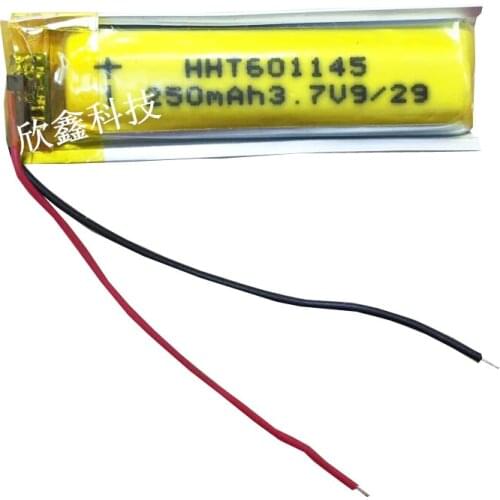 3.7V polymer lithium battery 601245 MP3 MP4 Bluetooth headset small toy recording pen 250MAH Rechargeable Li-ion Cell