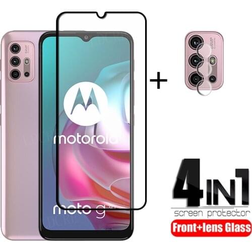 4-in-1 For Motoroal Moto G30 Glass For Moto G30 Tempered Glass Full Cover Glue HD Film Screen Protector For Moto G30 Lens Glass