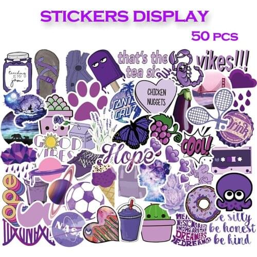 Pack of 50pcs Wholesale Purple VSCO Style Stickers Cute Lovely Non-random Decal Laptop Skateboard Motor Bottle Car Decal