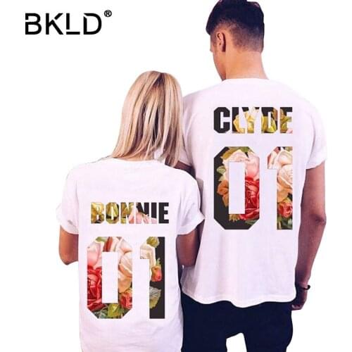 BKLD Hot Sale 2018 Summer Style Causal Couples T-shirt Short Sleeve O-neck Printed Tees Bonnie Clyde 01 Funny Lovers Shirts S-XL