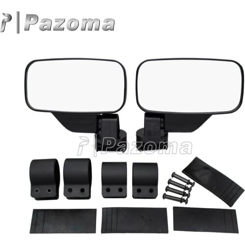 Black Rearview Mirror 1.75" 2" Clamp Shock-proof Rubber Pad Side Mirror for Polaris RZR Ranger Yamaha Rhino UTV XUV HPX RSX