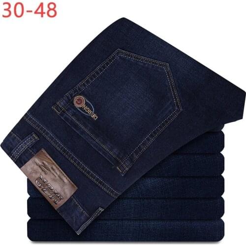 2019 Summer Big Size 30-48 Denim Jeans Men Baggy Pants Male Jogger Pants Classic Plus Trousers Business Casual Overalls CQY07
