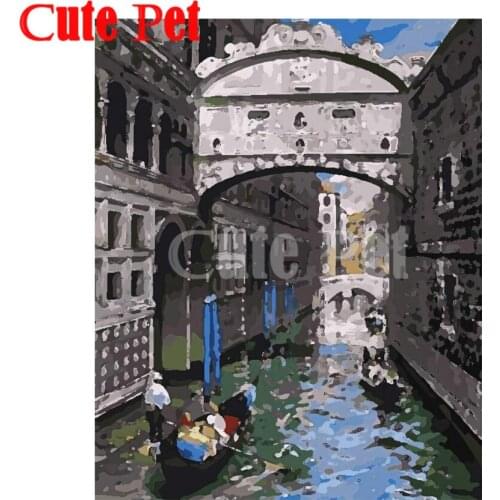 European abstract painting 5d diamond painting City scenery diy home decoration diamond water diamond Paintings Art Mosaic