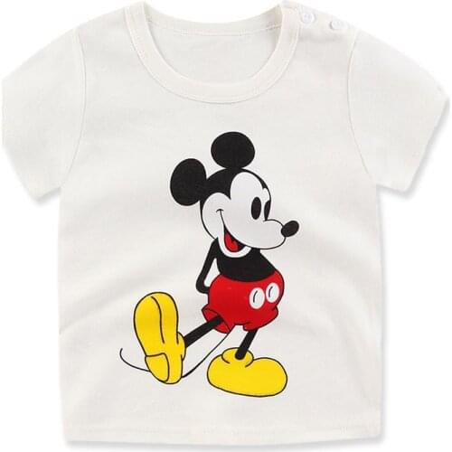 Disney Mickey Mouse T-shirt Summer Kids Boys T Shirt Baby Girls Tees Tops Cartoon Short Sleeve Clothing Childrens Clothes