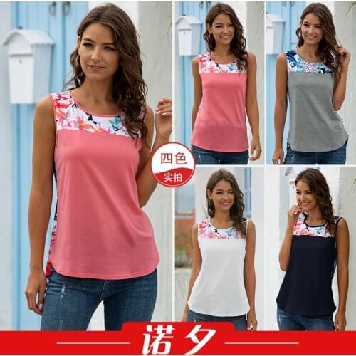 Womens T-shirts fashion tshirts harajuku ropa mujer Womens Loose Printed Sleeveless T-shirt Top Summer t shirt damskie LX1131