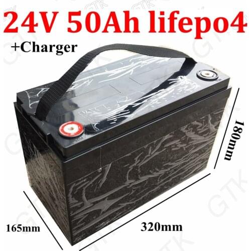 GTK waterproof 24V 50Ah LifePo4 bateria for 1500W RV inverter Robot Golf wheelchair Xenon lamp machine Solar Boat + 5A charger