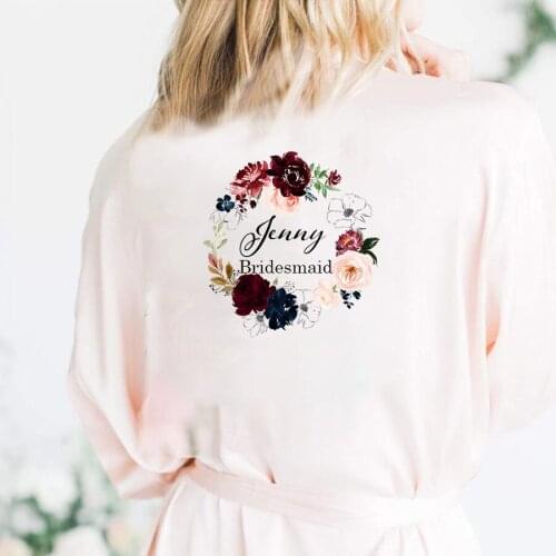 Custom Wedding Bride Bridesmaid Robe Dressing Gown Autumn Women Bathrobe Nightgown Short Sleepwear Casual Kimono