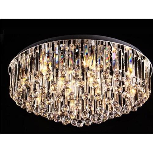 Crystal Ceiling Lamp Round Living Room Bedroom Crystal Ceiling Light Exit Grade K9 Crystal with Remote Control lighting fixture