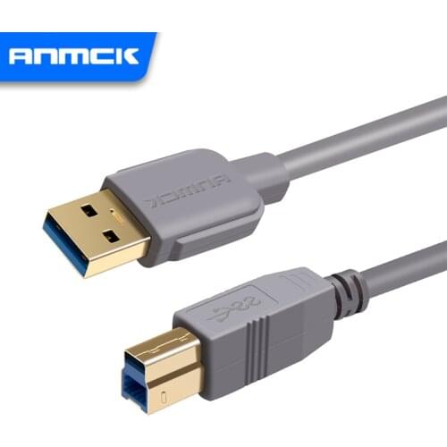 Anmck USB 3.0 Data Cable USB A Interface to Square Port Print Line For Sound Card Scanner Printer Optical Drive Fax Machine