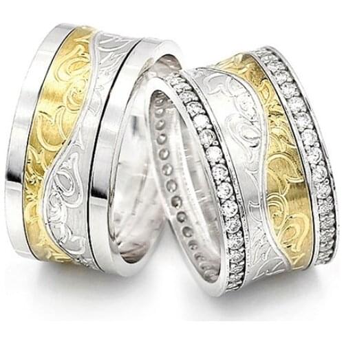 Couple Wedding Ring Sterling Silver 925 Woman And Man Luxury Jewelry Bands Engagement Anniversary Anatolian Civilization Models