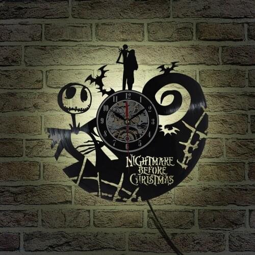 Creative Retro Vinyl Wall Clock In Wall Led Night Light Lighting 7 Color Change Large Clock Light Remote Controller Decor Watch