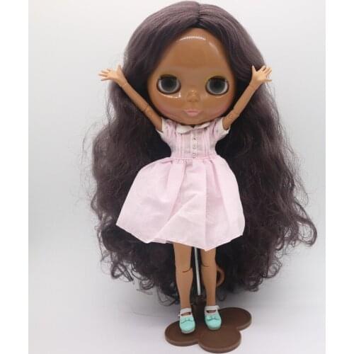 Joint body Nude Blyth Doll,black skin purple hair Factory doll 20171117