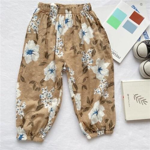Summer Toddler Boys Pants Casual Printed Elastic Waist Pants For Boy Baby Girl Pants Fashion Loose Child Pants 1 2 3 4 5 6 Years