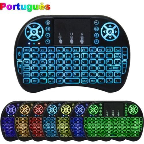 2.4GHz Multi-Function i8 Mini Wireless Keyboard Air Mouse with TouchPad Backlit Portuguese for Android TV Box/Laptops/Mini PC