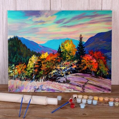 Landscape Autumn Evening Paint By Numbers Kit Oil Paints 50*70 Boards By Numbers Loft Picture Crafts For Adults Wholesale