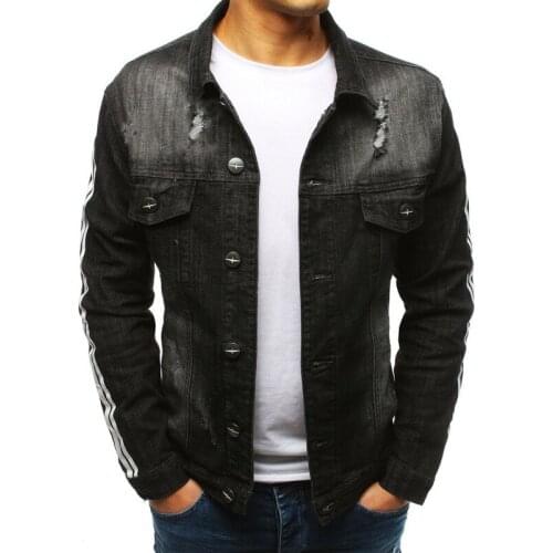 Autumn Men’s Jean Jackets Casual Black Streetwear Cotton Hole Denim Jacket Male Cowboy Outwear Spring Mens Tops Coats Menswear