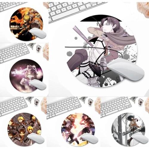 Attack On titan hot anime Gamer Speed Mice Retail Small Rubber Mousepad Round Non-slip Cushion