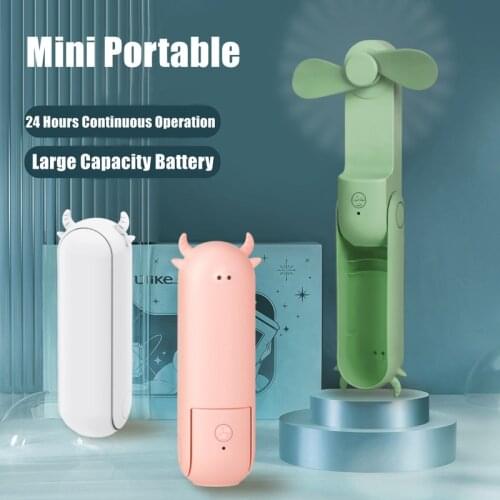 Mini Handheld Fans USB Rechargeable Fan Silent Small Fan For Home Portable Cartoon New Pocket Multi-function Folding Fan