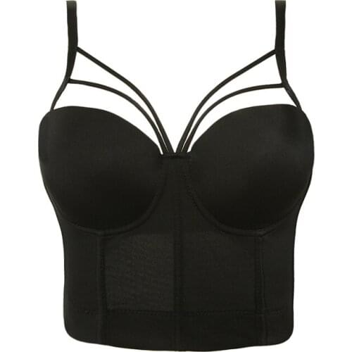 Sexy Straps Corset Crop Top Women Bustiers Short Corselette Gothic Stage Bodice Party Clothing Black White Gorset Brassiere