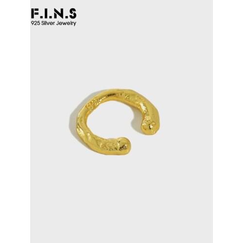 F.I.N.S 1PC Minimalist S925 Sterling Silver Earrings INS Irregular Concave and Convex Korean Fashion Earring without Piercing